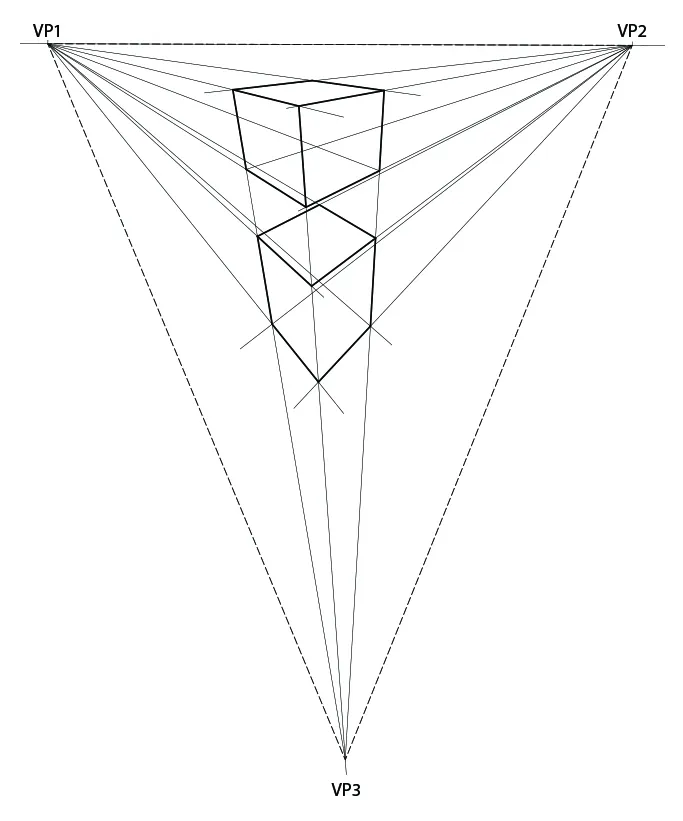 Cube with 3 Vanishing Points