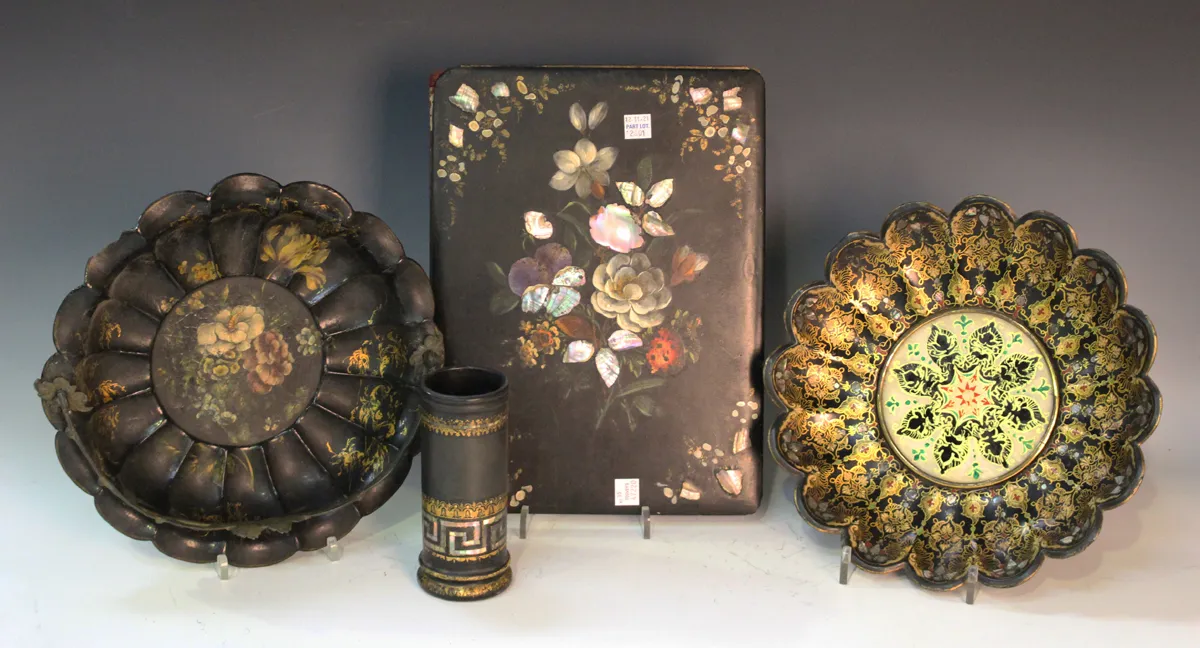 Victorian paper mâché decorative tray or doll